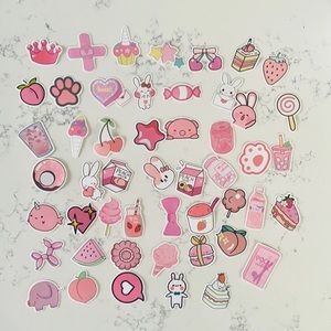 Pink 50 Pieces Cute Sticker Bundle